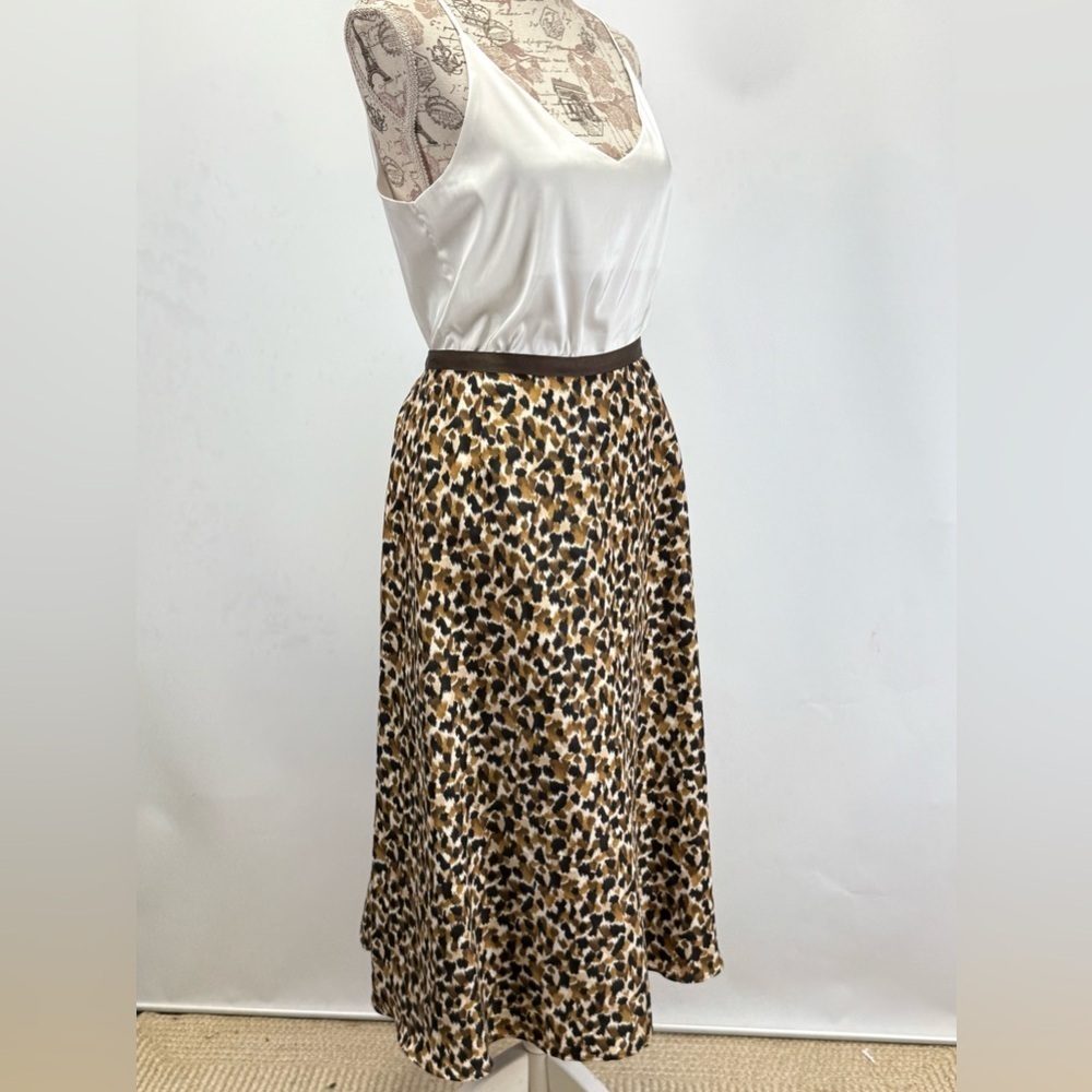 TALBOTS Brown, black & Tan A-Line animal print midi skirt size 16W - Picture 7 of 13